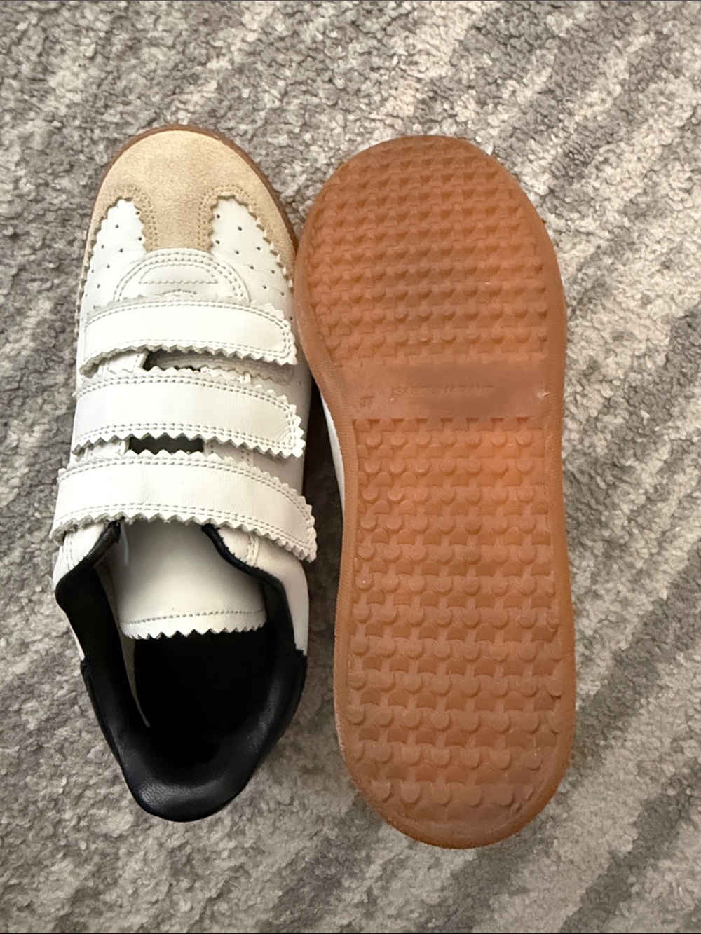 Isabel Marant White Leather Sneakers with Black Heel and Gum Sole - Picture 3 of 4